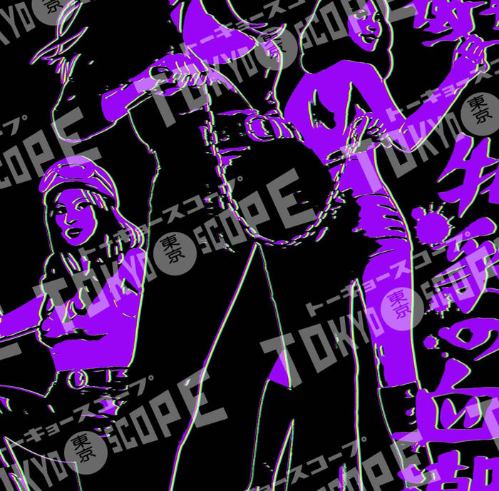 YANKII STYLE "Pinky Violence" Unisex T-shirt by Haruki Ara (Purple on Black)
